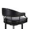 Armen Living Pharaoh Swivel 30" Black Powder Coated and Black Faux Leather Metal Bar Stool 721535743322 - alternate 4